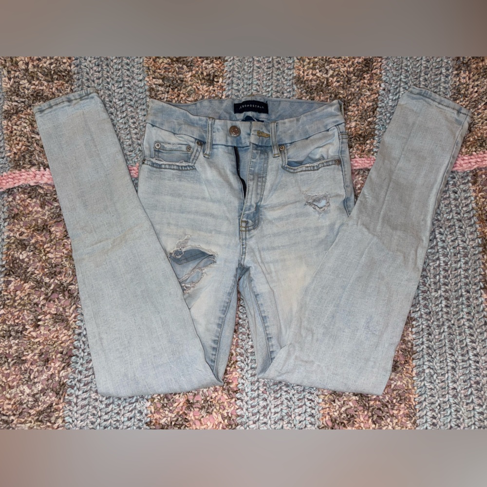 Distressed Light Wash Aeropostale High Waist Curvy Jegging Skinny Jeans